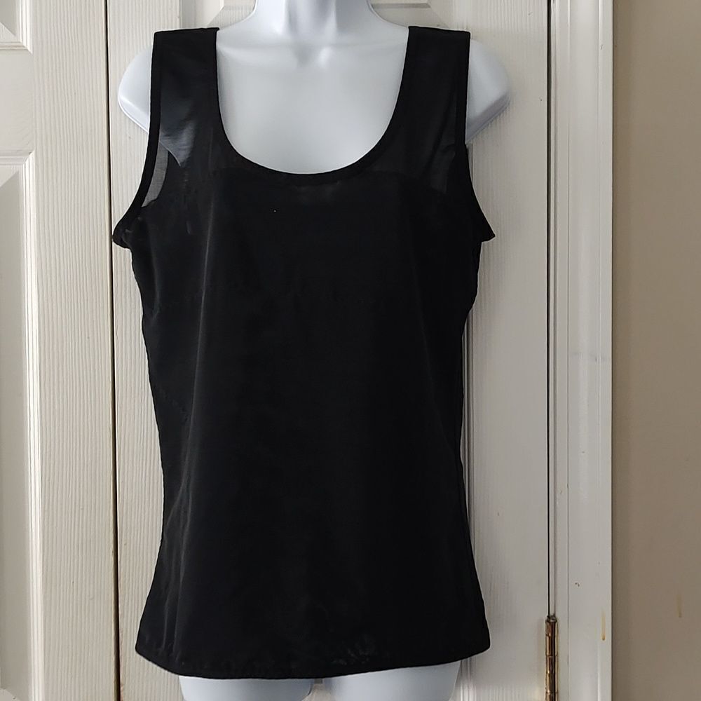 Cimkiz ladies black compression tank shirt workout shaper flattening Sz XL  NWOT